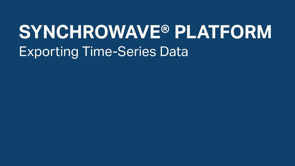 Synchrowave Platform: Exporting Time-Series Data